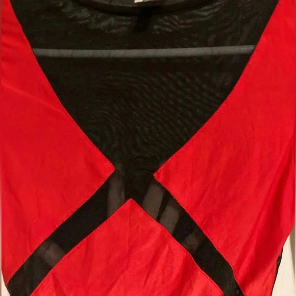 J Women’s Mini Sheer Cut-out Dress Black, Red Size Medium - Picture 4 of 9